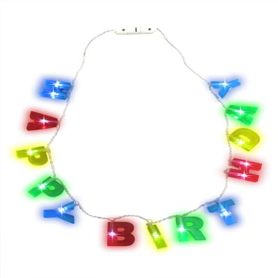 Nicky Bigs Novelties LED Flashing Happy Birthday Necklace - Light up Happy Birthday Party Letters - Glowing Birthday Gift Favors, One Size