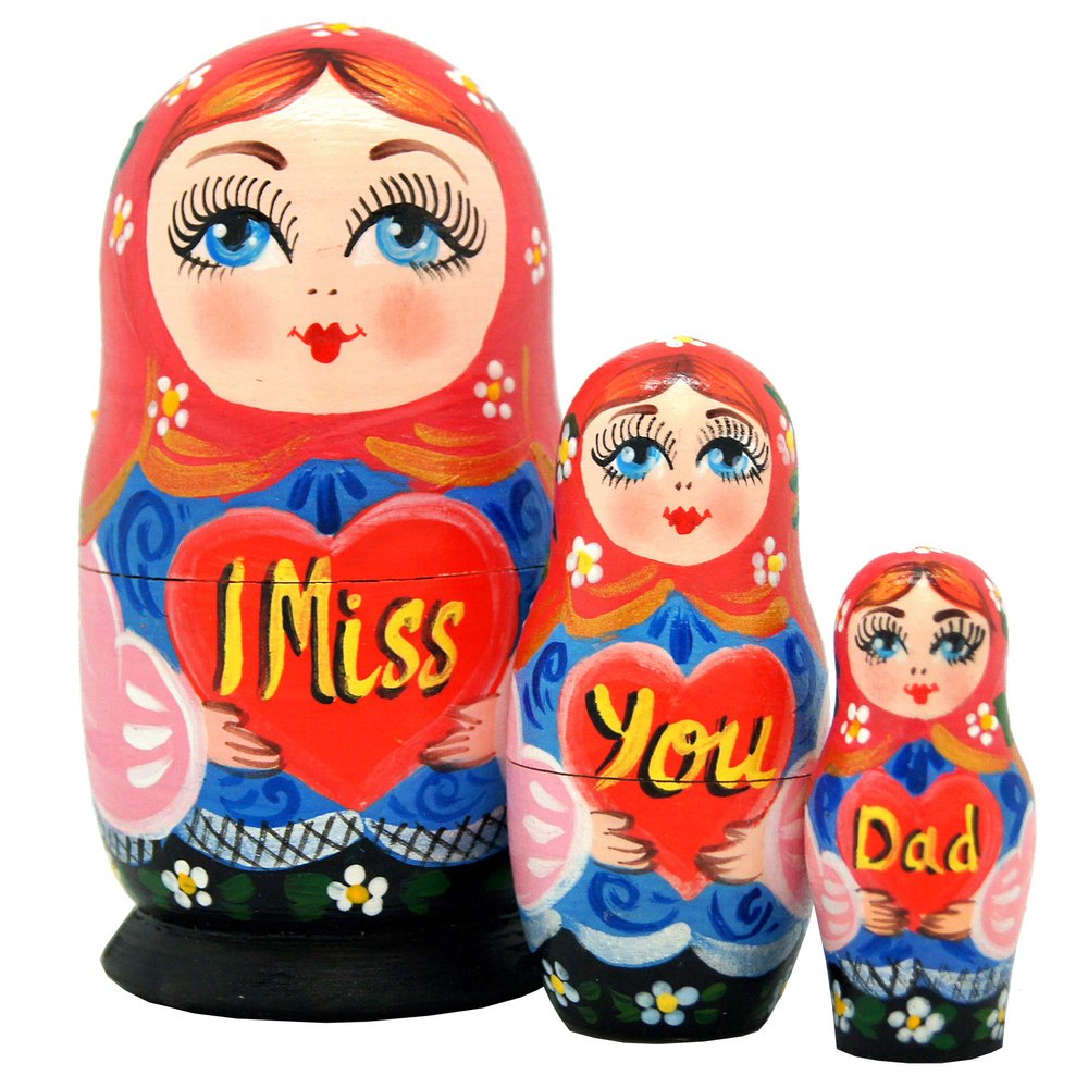 I Miss You Dad 3-Nest Matreshka Wooden Nesting Dolls Set - 14705 by G.DeBrekht