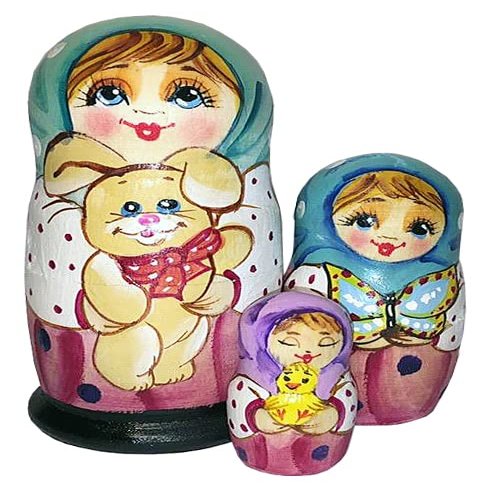Friendship Teddy Bear 3-Nest Matreshka Wooden Nesting Dolls Set - 14733 by G.DeBrekht
