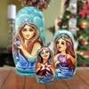 Love Swans 3-Nest Matreshka Wooden Nesting Dolls Set, Coastal - 14722 by G.DeBrekht view 3