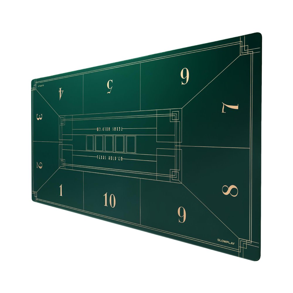 SLOWPLAY 70 x 35 Inch Texas Hold'em Poker Mat | Portable Poker Table Top with Art Deco Layout Print, Hemmed Edges, Smooth Surface, and Premium Carrying Bag for Games Everywhere