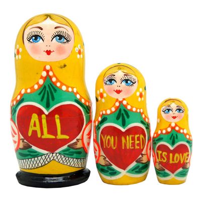 Authentic All You Need is Love Sentiment Gift Three-Nest Doll by G.DeBrekht