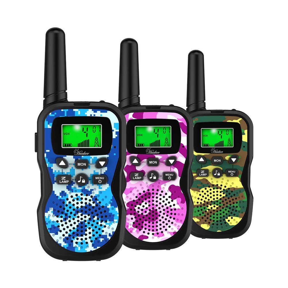Huaker Kids Walkie Talkies,3 Pack 22 Channels 2 Way Radio Toy with Flashlight and LCD Screen,3KM Range Walkie Talkies for Kids Outside Adventures, Camping, Hiking