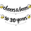 30th Birthday Banner - Cheers and Beers to 30 Years Banner Pre-Strung, Happy 30th Birthday Decorations - Aniversary Party Supplies (Black Gold) view 4