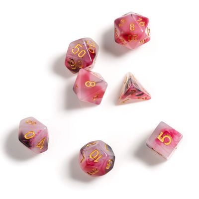 Sirius a Dice Pink + Black + Red Marble Dice Set
