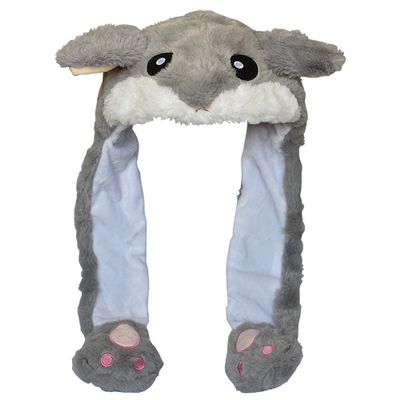 JOYHY Kids Adults Plush Hat Ear Moving Ear Flap Hat With Paw Grey Hamster