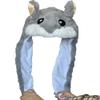 JOYHY Kids Adults Plush Hat Ear Moving Ear Flap Hat With Paw Grey Hamster view 3