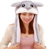 JOYHY Kids Adults Plush Hat Ear Moving Ear Flap Hat With Paw Grey Hamster view 4