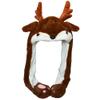 JOYHY Kids Adults Plush Hat Ear Moving Ear Flap Hat with Paw Brown Reindeer view 1