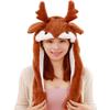 JOYHY Kids Adults Plush Hat Ear Moving Ear Flap Hat with Paw Brown Reindeer view 4