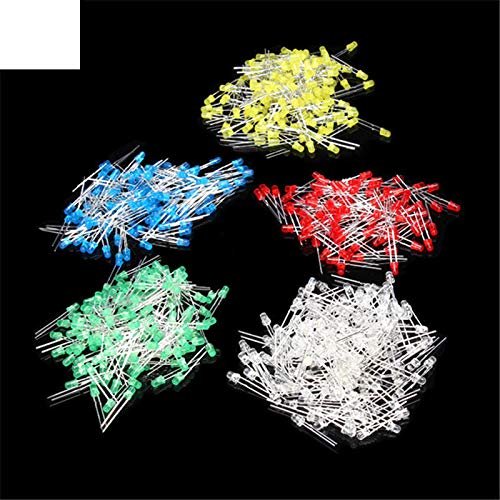 500Pcs 3MM LED Diode Kit Mixed Color Red Green Yellow Blue White Electronic Components Mixed Set Diodes