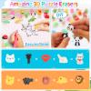 32Pcs Animal Erasers for Kids Desk Pets, 3D Take Apart Animal Pencil Erasers for Kids Classroom Rewards,Game Prizes,Treasure Box Party Favors view 2