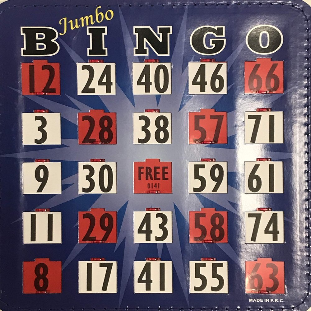 HAYES SPECIALTIES 10 Stitched Easy Read Bingo Jumbo Shutter Slide Cards (Blue)