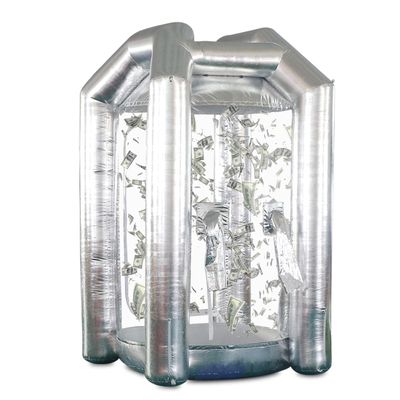 SAYOK Inflatable Cash Cube Booth Inflatable Money Grab Machine Booth for Business Advertising Event Promotion(NO BLOWERS Include) (Silver, 4.92ft x 4.92ft x 8.2ft)