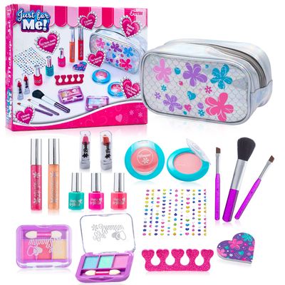 JOYIN 18 Pcs Play Makeup for Little Girls, Kids Make Up Play, Safe & Non-Toxic, Easy on & Off, Girl Birthday Gift Set, Girls Princess Party Supplies