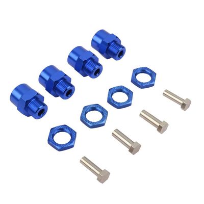 LAFEINA 4PCS Aluminum Alloy Wheel Hex Hub 12mm Turn to 17mm Conversion Adapter for 1/10 RC Model Car Convert to use 1/8 Tires Upgrade Parts(Blue)