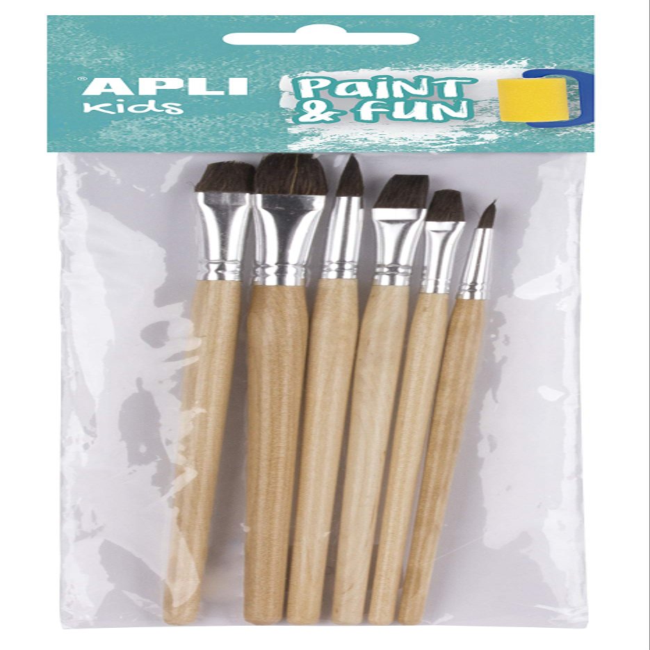6 Assorted Wooden Brushes