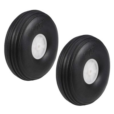 uxcell Tire and Wheel Sets for RC Airplane,PU Sponge Tire with Plastic Hub,2.75" 2pcs