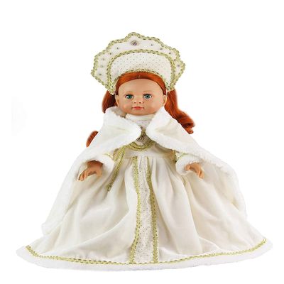 American Fashion World White Traditional Russian Gown for 18-Inch Dolls |Premium Quality & Trendy Design | Dolls Clothes | Outfit Fashions for Dolls for Popular Brands