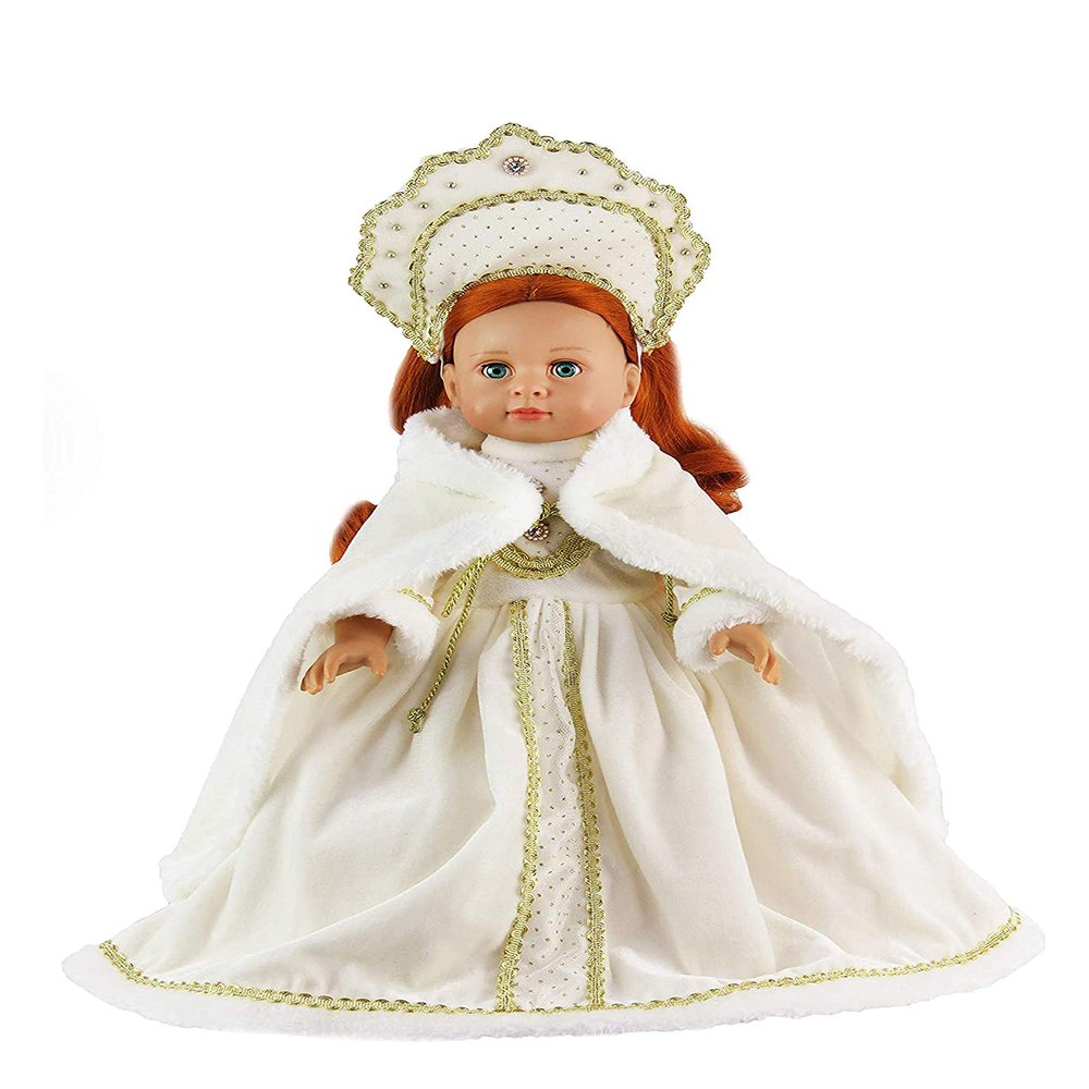 American Fashion World White Traditional Russian Gown for 18-Inch Dolls |Premium Quality & Trendy Design | Dolls Clothes | Outfit Fashions for Dolls for Popular Brands