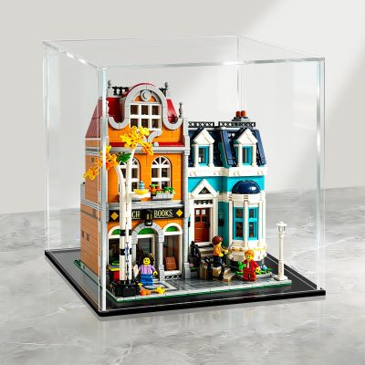 LANSCOERY Acrylic Display Case, 12x12x12 in Clear Display Box with 2mm Panels, Black Base for Models and Collectibles