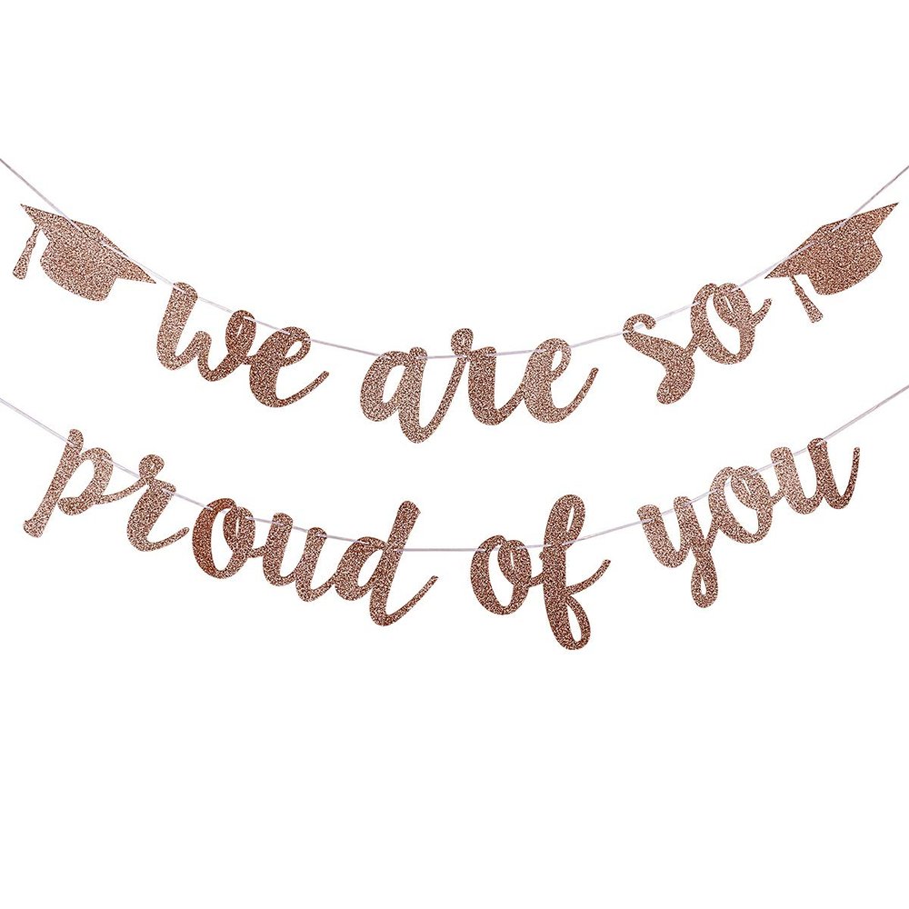 2025 Graduation Banner Party Decorations Rose Gold We are So Proud of You Congratulations Banner for High School College Graduation Party Decorations 2025 Rose Gold