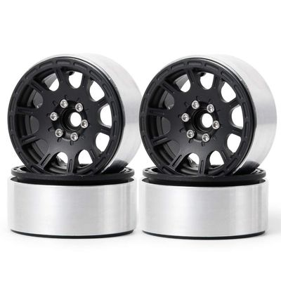 RCLIONS Aluminum Alloy 2.2" Beadlock Wheels Rims for 1/10th RC Crawler Car Wraith TRX4-Pack of 4 (Black)