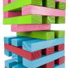 HEY! PLAY! Nontraditional Giant Wooden Blocks Tower Stacking Game with Dice, Outdoor Yard Game, for Adults, Kids, Boys and Girls (Rainbow Color) view 4
