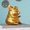 HAUCOZE Piggy Bank Coin Bank Pig Statue Gifts Modern Arts Figurine Polyresin Gold 8.3inch view 3