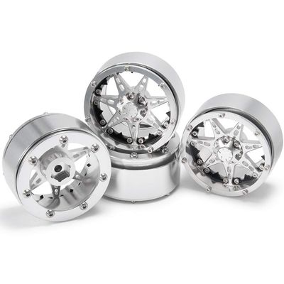 2.2'' Metal Wheel Beadlock Aluminum Rim for 1/10 RC Car Parts Wraith 90018 RC Rock Crawler (5PCS Black Silver)