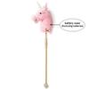 HollyHOME Plush Unicorn Stick Horse with Wood Wheels Real Pony Neighing and Galloping Sounds Plush Toy Pink 37 Inches(AA Batteries Required) view 3