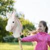 HollyHOME Plush Unicorn Stick Horse with Wood Wheels Real Pony Neighing and Galloping Sounds Plush Toy White 37 Inches(AA Batteries Required) view 2