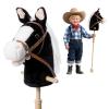 HollyHOME Stick Horse Plush Handcrafted Hobby Horse on a Stick with Wood Wheels Real Pony Neighing and Galloping Sounds for Kids Toddlers Black 36 Inches(AA Batteries Required) view 1