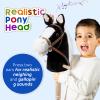 HollyHOME Stick Horse Plush Handcrafted Hobby Horse on a Stick with Wood Wheels Real Pony Neighing and Galloping Sounds for Kids Toddlers Black 36 Inches(AA Batteries Required) view 2