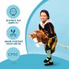 HollyHOME Stick Horse Plush Handcrafted Hobby Horse on a Stick with Wood Wheels Real Pony Neighing and Galloping Sounds for Kids Toddlers Dark Brown 36 Inches(AA Batteries Required) view 3