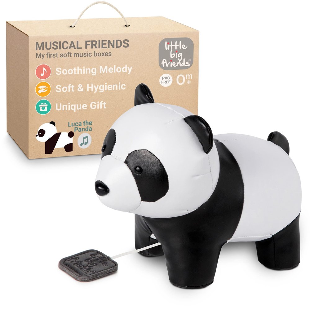 Little Big Friends Musical Baby Toy  Soft Plush Pull-String Cord Classical Toy for Baby & Toddlers | Soothing Stuffed Cuddly Animal Gift | Luca The Panda