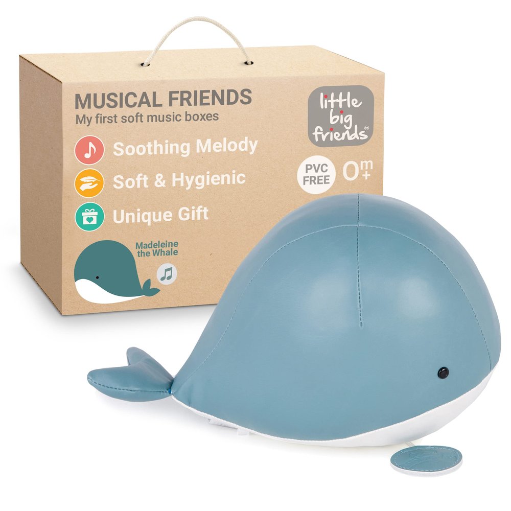 Little Big Friends Musical Baby Toy Soft Plush Pull-String Cord Classical Toy for Baby & Toddlers | Soothing Stuffed Cuddly Animal Gift | Madelaine The Whale