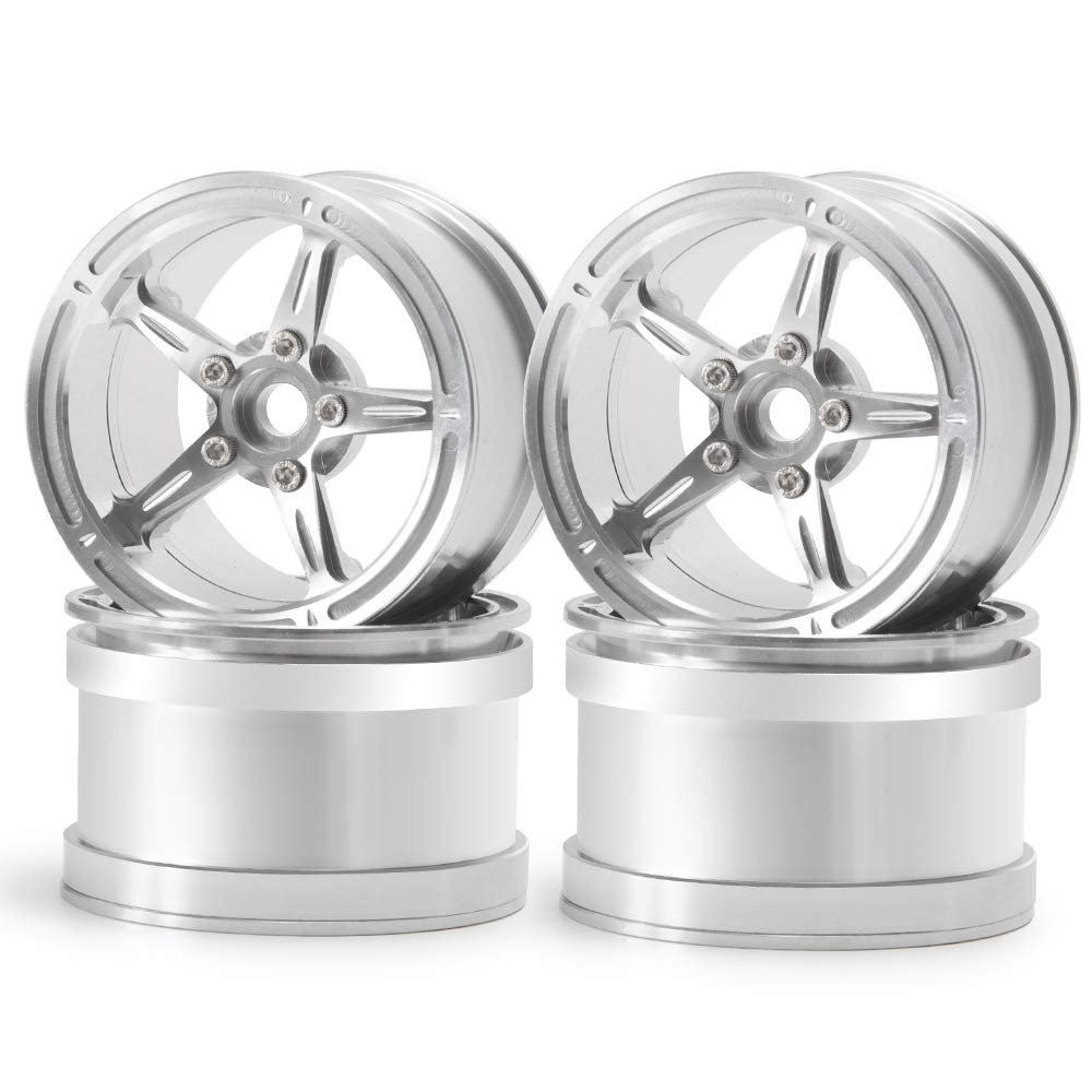 JapanAmStore 2.2'' Metal Wheel Beadlock Aluminum Rim for 1/10 RC Car Wraith 90048 RR10 RC Rock Crawler (4PCS Silver)