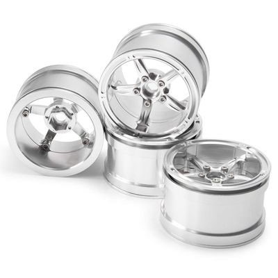 2.2'' Metal Wheel Beadlock Aluminum Rim for 1/10 RC Car Wraith 90048 RR10 RC Rock Crawler (5PCS Silver)