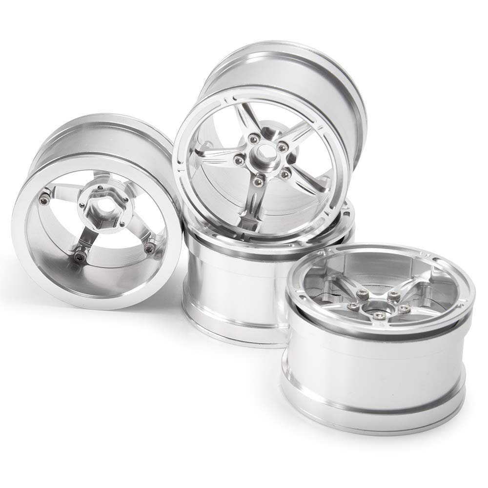 2.2'' Metal Wheel Beadlock Aluminum Rim for 1/10 RC Car Wraith 90048 RR10 RC Rock Crawler (5PCS Silver)