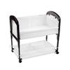 Arms Reach Cambria Co-Sleeper Bedside Bassinet Featuring Height-Adjustable Legs, Curved Wooden Ends, Breathable Mesh Sides with Pockets, and Large Lower Storage Basket, Espresso and White view 1