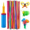 100 Pcs 260Q Balloons Kit with Pump - Kids Premium Latex Twisting Long Balloons to Make Animals Flowers, Fun Rainbow Balloons for Party Boys Girls Christmas Birthday Gifts Clowns Wedding Decor view 1