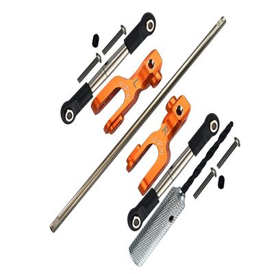 GPM For Traxxas Unlimited Desert Racer 4X4 (#85076-4) Upgrade Parts Spring Steel Front Sway Bar & Aluminum Sway Bar Arm & Stainless Steel Linkage - 12Pc Set Orange