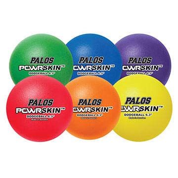 Palos - POWRSkin Dodgeballs, 6.3, Triple Layer Tear Resistant Coating, Medium Bounce and Density Foam Ball, Set of 6 Colors