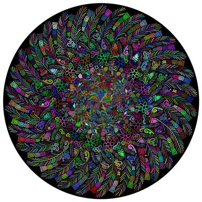 Bgraamiens Puzzle-The Indian Feather-1000 Pieces Round Puzzle Color Challenge Jigsaw Puzzles for Adults
