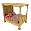 Melody Jane Dollhouse Tudor Light Oak Tester Bed 4 Poster with Bedding Bedroom Furniture view 1