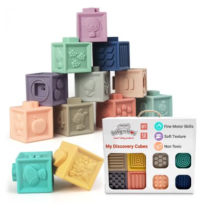 BabyToLove Discovery Cubes | Montessori Baby Blocks for Sensory & Motor Skill Development | Soft Stacking Blocks for Babies & Toddlers | Learning Toy | 12 Fun Shapes