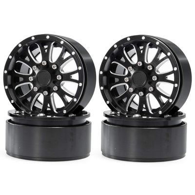 Aluminum 2.2'' Beadlock Wheels Hubs Black Rim for 1/10 Axial Wraith 90018 Crawler RC Car #22 (4pcs)