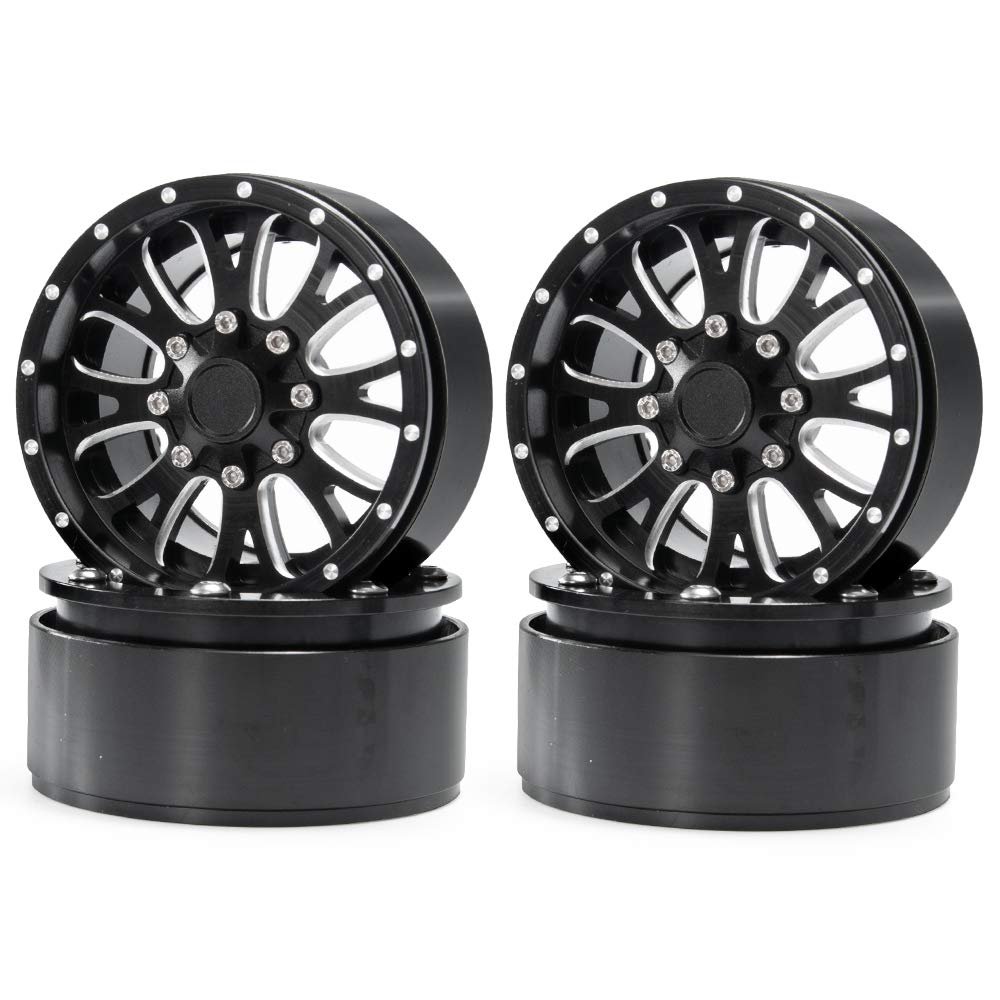 Aluminum 2.2'' Beadlock Wheels Hubs Black Rim for 1/10 Axial Wraith 90018 Crawler RC Car #22 (4pcs)