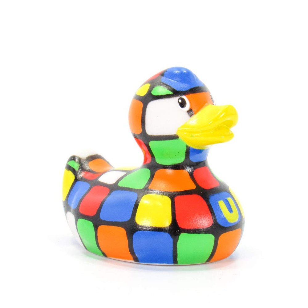 80s Cube (mini Rubiks) Rubber Duck by Bud Ducks | Elegant Gift Packaging - "Puzzled!" | Child Safe | Collectable